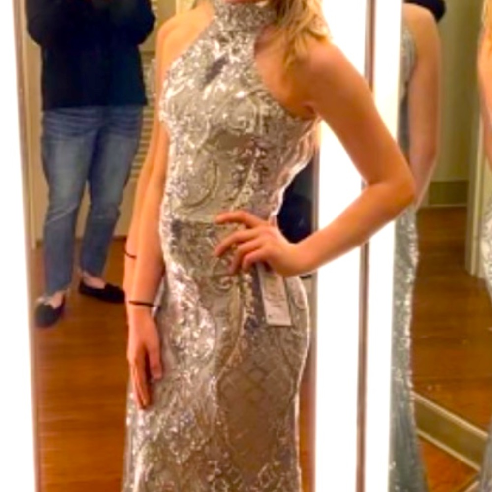 Long,silver prom dress Never been worn